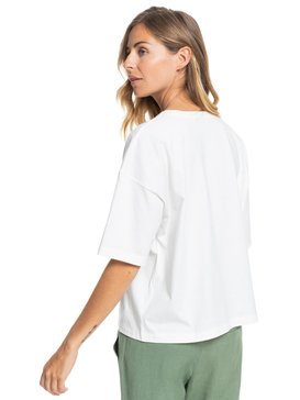 Maglietta Donna Roxy Epic Afternoon – Cotone Biologico, Vestibilità Morbida, Girocollo Con Maniche Arrotolabili