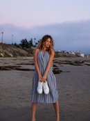 Golden Allure - Strappy Midi Dress for Women  ERJWD03589