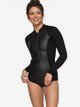 0 1mm Satin - Long Sleeve Front Zip Bikini Cut Shorty for Women Black ERJW403018 Roxy