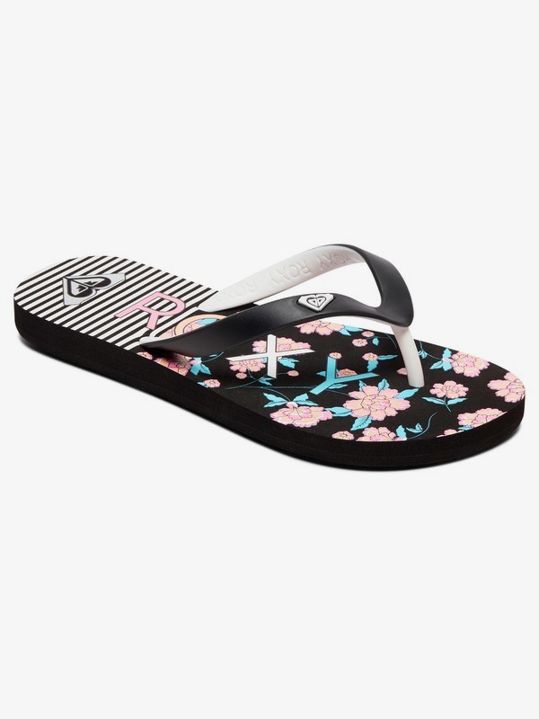 roxy, Girl's 7-14 Tahiti Flip-Flops, BLACK/PINK/BLACK (kpk) 0 Girl's 7-14 Tahiti Flip-Flops Black ARGL100181 Roxy