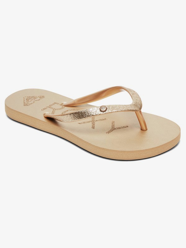 roxy, Viva Glitter - Tongs pour Fille 8-16 ans, CHAMPAGNE (cpg) 0 Viva Glitter - Tongs pour Fille 8-16 ans Beige ARGL100186 Roxy