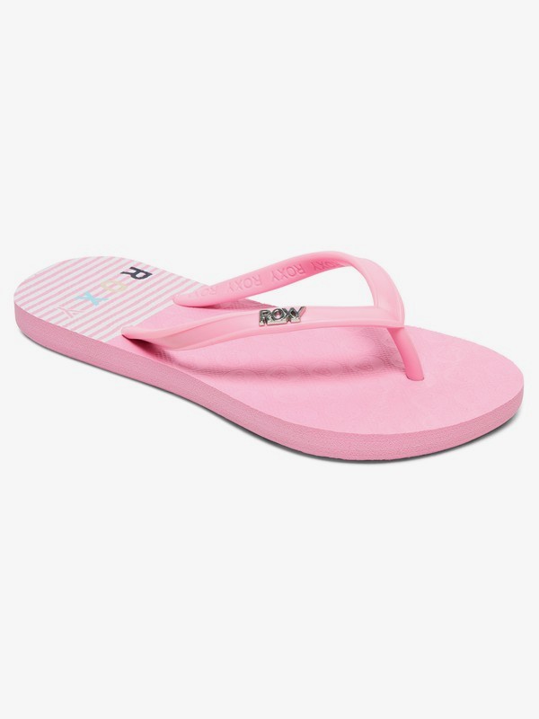roxy, Girl's 7-14 Viva Stamp Flip-Flops, PINK/WHITE (pw0) 0 Girl's 7-14 Viva Stamp Flip-Flops Pink ARGL100218 Roxy