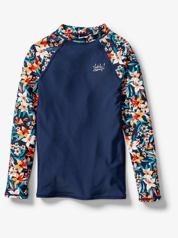 roxy, Ariel Sebastian Floral Whole Hearted Long Sleeve UPF 50 Rash Vest, DRESS BLUES SEBASTIAN FLORAL B (btk7) 0 Ariel Sebastian Floral Whole Hearted Long Sleeve UPF 50 Rash Vest Blue ARGWR03045 Roxy