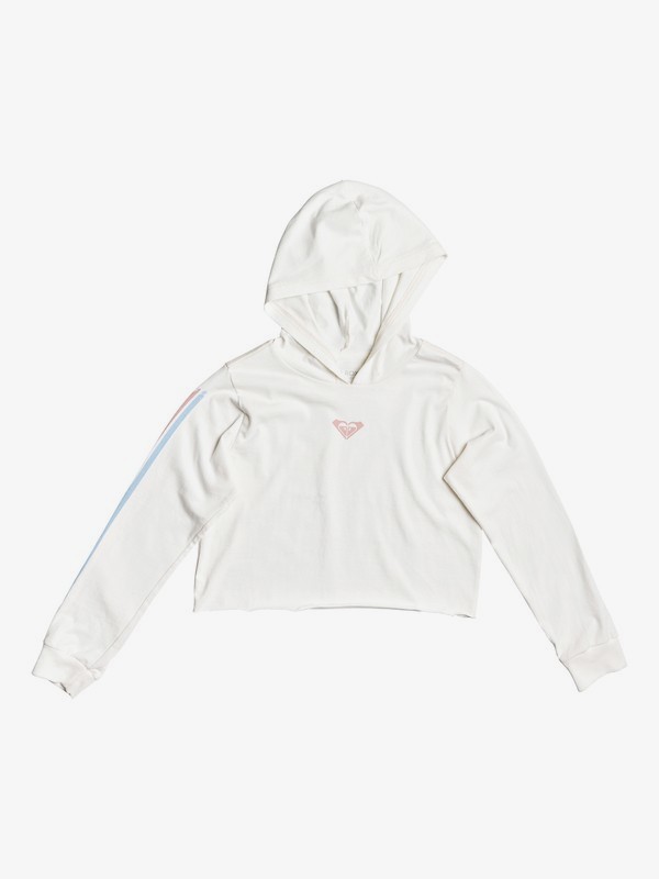 roxy, Girls' 8-16 As Happy As The Ocean Cropped Long Sleeve Hooded Top, SNOW WHITE (wbk0) 0 Girls' 8-16 As Happy As The Ocean Cropped Long Sleeve Hooded Top White ARGZT03402 Roxy