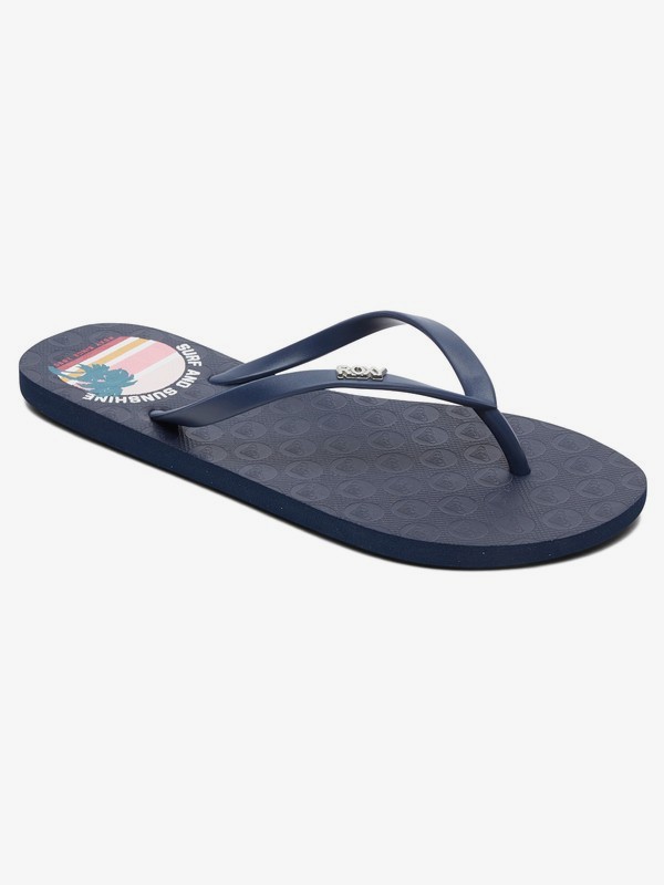 roxy, Viva Stamp Flip-Flops, INDIGO (ind) 0 Viva Stamp Flip-Flops Blue ARJL100683 Roxy