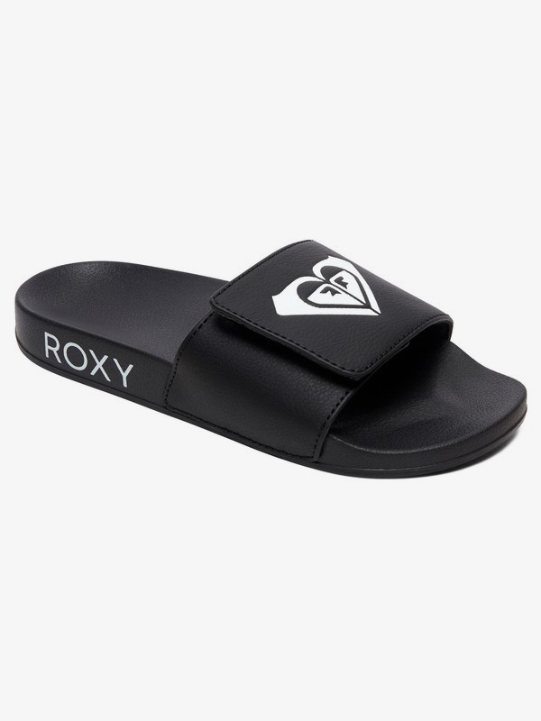 roxy, Slippy Slide Slider Sandals, BLACK/WHITE (bkw) 0 Slippy Slide Slider Sandals Black ARJL100856 Roxy