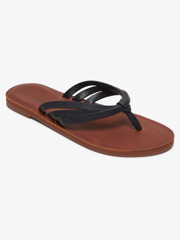 roxy black leather flip flops