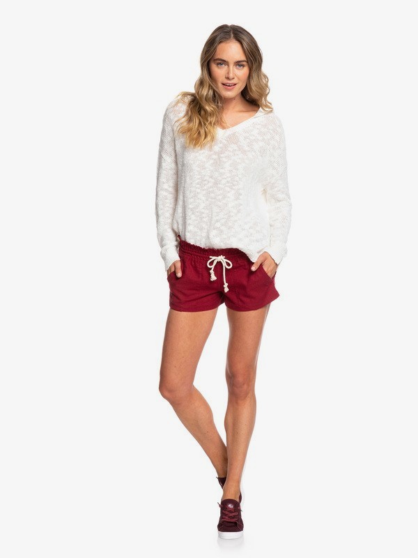 roxy, Oceanside Linen Beach Shorts, RHUBARB (rze0) 0 Oceanside Linen Beach Shorts Red ARJNS03007 Roxy