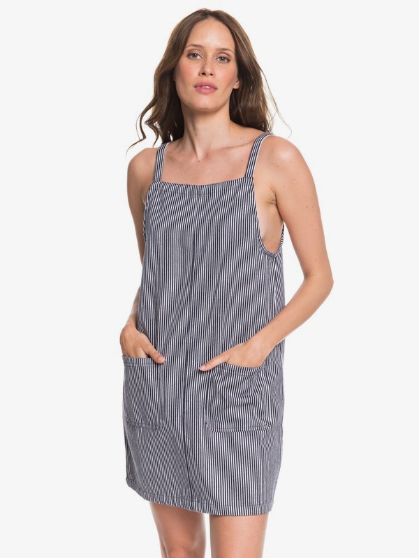 roxy, Feeling Shy Strappy Playsuit, DRESS BLUES RAILROAD STRIPE (btk3) 0 Feeling Shy Strappy Playsuit Blue ARJWD03252 Roxy