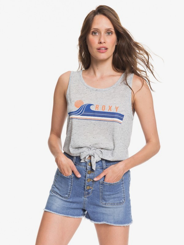 roxy, Day Dreamer Short Sleeve Tie-Front Top, HERITAGE HEATHER (sgrh) 0 Day Dreamer Short Sleeve Tie-Front Top Grey ARJZT05399 Roxy