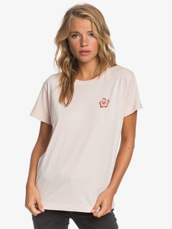 roxy, Aloha Girl Boyfriend Tee, EVENING SAND (mez0) 0 Aloha Girl Boyfriend Tee Pink ARJZT05664 Roxy