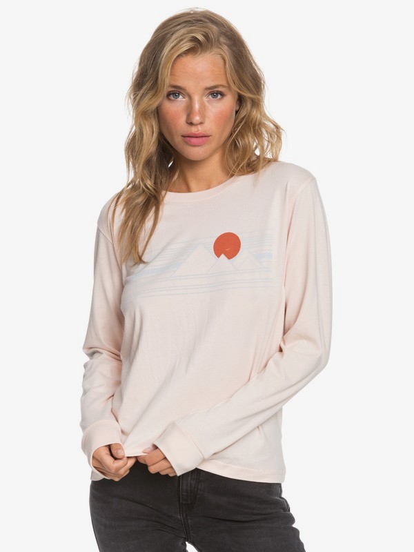 roxy, Mountain Stripe Long Sleeve Tee, EVENING SAND (mez0) 0 Mountain Stripe Long Sleeve Tee Pink ARJZT05668 Roxy