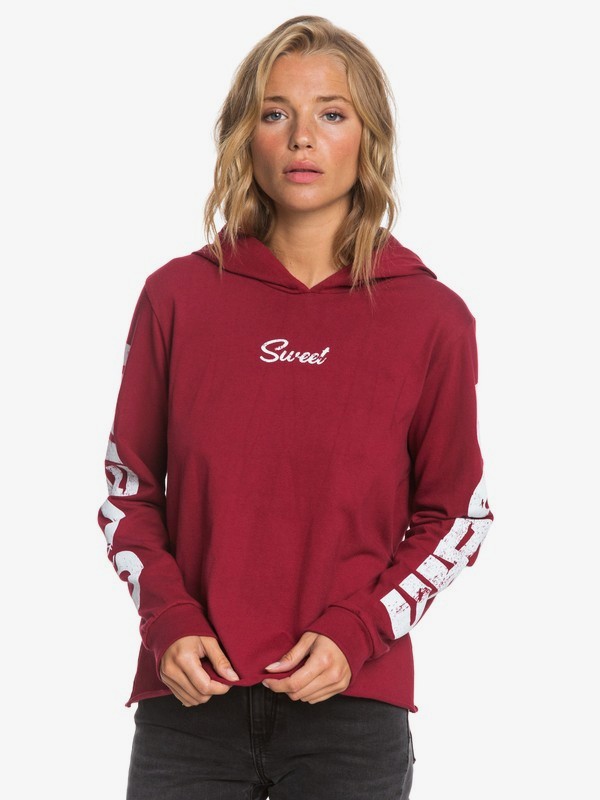 roxy, Ocean Sweet Ocean Cropped Long Sleeve Hooded Top, RHUBARB (rze0) 0 Ocean Sweet Ocean Cropped Long Sleeve Hooded Top Red ARJZT05673 Roxy