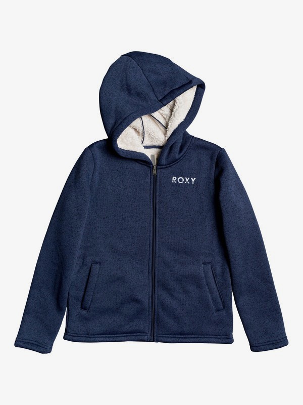 roxy, Super Cosy - Sweat à capuche zippé doublé en matière sherpa pour Fille 4-16, MOOD INDIGO (bsp0) 0 Super Cosy - Sweat à capuche zippé doublé en matière sherpa pour Fille 4-16 Bleu ERGFT03422 Roxy