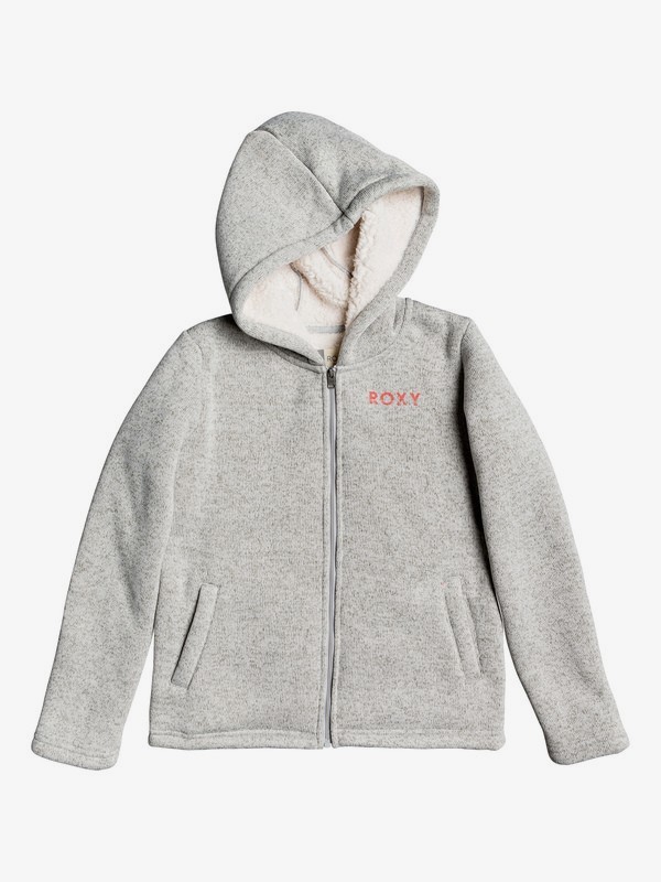 roxy, Super Cosy - Felpa con Fodera in Sherpa, Zip e Cappuccio da Ragazza 4-16, HERITAGE HEATHER (sgrh) 0 Super Cosy - Felpa con Fodera in Sherpa, Zip e Cappuccio da Ragazza 4-16 Gray ERGFT03422 Roxy