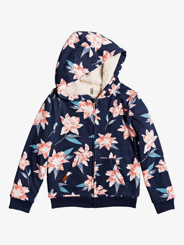 roxy, Say Love A - Sweat à capuche zippé doublé en matière sherpa pour Fille 4-16, MOOD INDIGO TANDEM (bsp9) 0 Say Love A - Sweat à capuche zippé doublé en matière sherpa pour Fille 4-16 Bleu ERGFT03436 Roxy