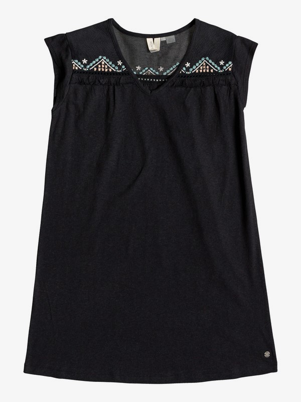 roxy, Birds Direction - Vestido con Volantes en las Mangas para Chicas 8-16, TRUE BLACK (kvj0) 0 Birds Direction - Vestido con Volantes en las Mangas para Chicas 8-16 Negro ERGKD03084 Roxy