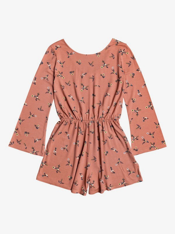 roxy, Girls' 4-16 Moon And Sky Long Sleeve Romper, CANYON CLAY IN MY BAG (mjr6) 0 Girls' 4-16 Moon And Sky Long Sleeve Romper Pink ERGKD03114 Roxy