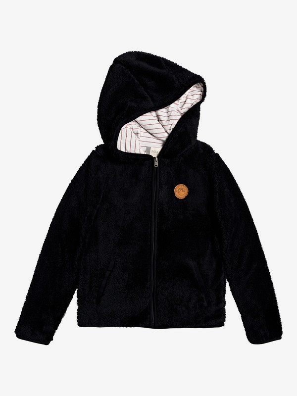 roxy, Silver Water - Sweat à capuche zippé avec fausse fourrure pour Fille 4-16, ANTHRACITE (kvj0) 0 Silver Water - Sweat à capuche zippé avec fausse fourrure pour Fille 4-16 Noir ERGPF03017 Roxy