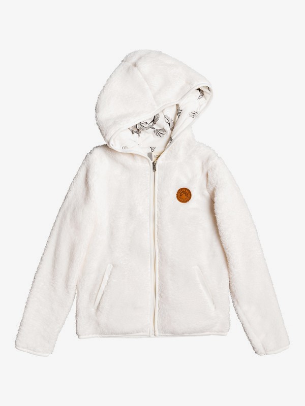roxy, Silver Water - Sweat à capuche zippé avec fausse fourrure pour Fille 4-16, SNOW WHITE (wbk0) 0 Silver Water - Sweat à capuche zippé avec fausse fourrure pour Fille 4-16 Blanc ERGPF03017 Roxy