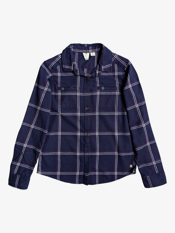 roxy, Campay - Chemise manches longues pour Fille 4-16, MOOD INDIGO BASIC PLAID YOUTH (xbwm) 0 Campay - Chemise manches longues pour Fille 4-16 Bleu ERGWT03058 Roxy