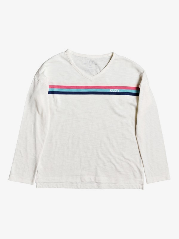 roxy, Mellow Blues - Long Sleeve T-Shirt for Girls 4-16, SNOW WHITE (wbk0) 0 Mellow Blues - Long Sleeve T-Shirt for Girls 4-16 White ERGZT03461 Roxy