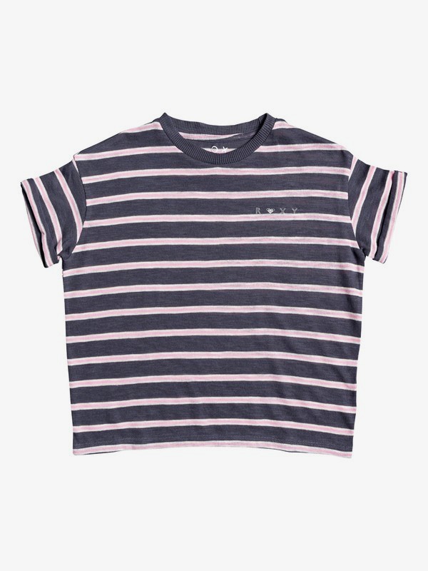 roxy, Girls' 4-16 Look Alive B High Neck Short Sleeve Top, TURBULENCE SPORTY STRIPES H (kym4) 0 Girls' 4-16 Look Alive B High Neck Short Sleeve Top Black ERGZT03517 Roxy