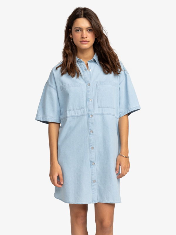 Roxy Pacific Night Denim Jurk - Light Blue