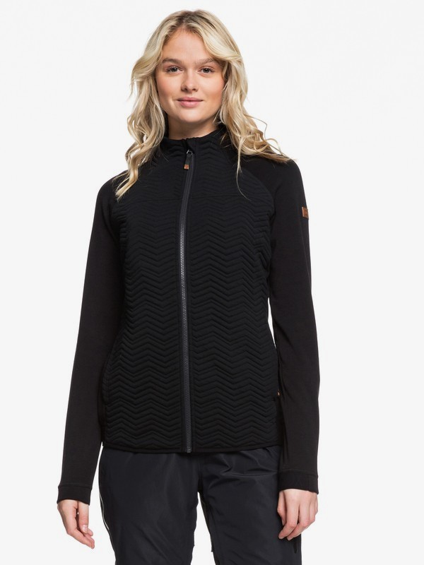 roxy, Limelight - Zip-Up Mock Neck Fleece for Women, TRUE BLACK AZTEC JACQUARD (kvm7) 0 Limelight - Zip-Up Mock Neck Fleece for Women Black ERJFT03959 Roxy