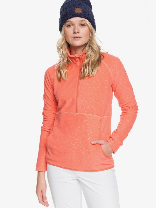 roxy, Cascade - Technical Zip-Up Fleece for Women, LIVING CORAL RISINGPEAK EMBOS (mjl5) 0 Cascade - Technical Zip-Up Fleece for Women Pink ERJFT03964 Roxy