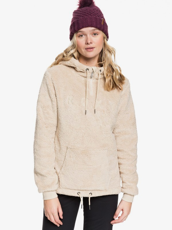 roxy, Pluma Sherpa - Half-Zip Sherpa Hoodie for Women, OYSTER GRAY (tfn0) 0 Pluma Sherpa - Half-Zip Sherpa Hoodie for Women Beige ERJFT03973 Roxy
