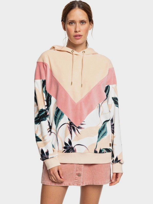 roxy, Chasing Waves - Velour Hoodie for Women, SNOW WHITE LUNAR FLOWER (wbk6) 0 Chasing Waves - Velour Hoodie for Women White ERJFT04041 Roxy
