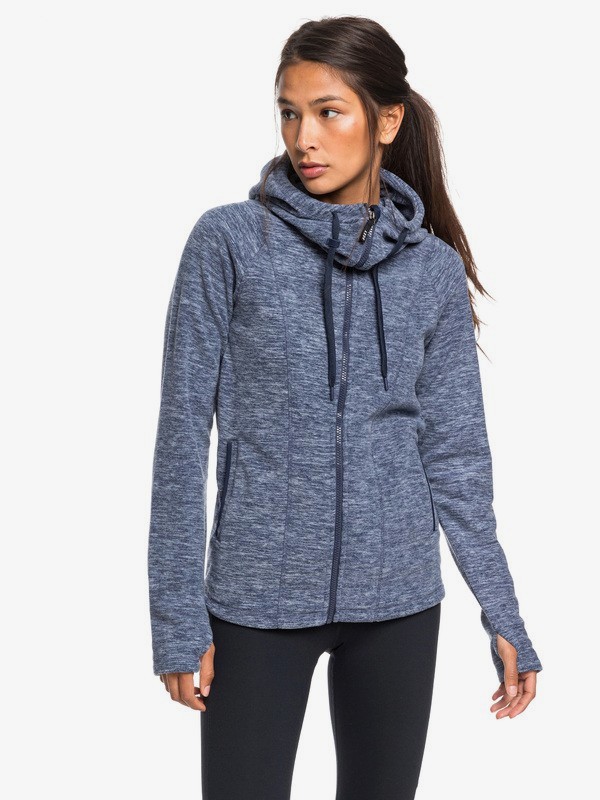 roxy, Electric Feeling - Felpa Tecnica con Zip da Donna, MOOD INDIGO HEATHER (bsph) 0 Electric Feeling - Felpa Tecnica con Zip da Donna Blue ERJFT04057 Roxy
