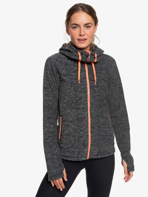 roxy, Electric Feeling - Sudadera con Cremallera y Capucha para Mujer, CHARCOAL HEATHER (kte1) 0 Electric Feeling - Sudadera con Cremallera y Capucha para Mujer Negro ERJFT04057 Roxy