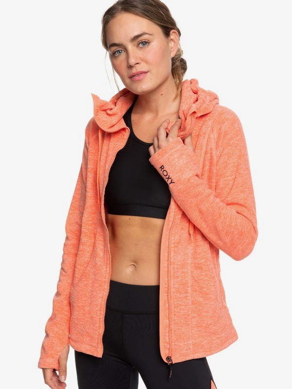 roxy, Electric Feeling - Hooded Zip-Up Fleece for Women, ROSARANCIO (mhf0) 0 Electric Feeling - Hooded Zip-Up Fleece for Women Pink ERJFT04057 Roxy