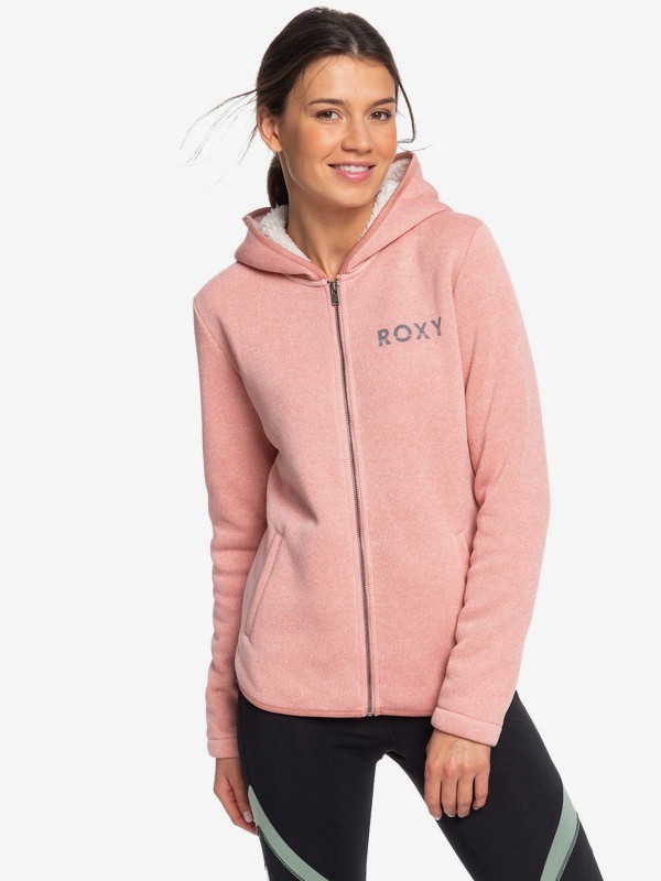 roxy, Slopes Fever A - Zip-Up Sherpa-Lined Hooded Fleece for Women, ROSETTE HEATHER (mhwh) 0 Slopes Fever A - Zip-Up Sherpa-Lined Hooded Fleece for Women Pink ERJFT04091 Roxy