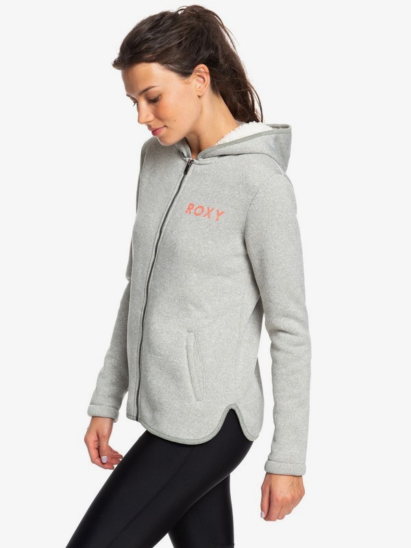 roxy, Slopes Fever - Felpa con Cappuccio e Zip Foderata in Sherpa da Donna, HERITAGE HEATHER (sgrh) 0 Slopes Fever - Felpa con Cappuccio e Zip Foderata in Sherpa da Donna Gray ERJFT04093 Roxy