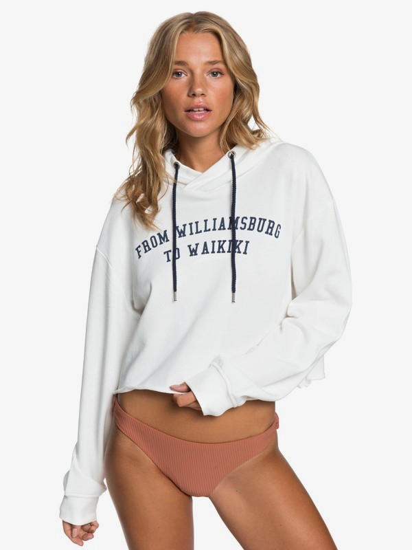 roxy, Sister Repair Your Universe Cropped Hoodie, MARSHMALLOW (wbt0) 0 Sister Repair Your Universe Cropped Hoodie White ERJFT04097 Roxy