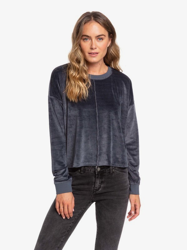 roxy, Crystal Cove Oversized Cropped Sweatshirt, TURBULENCE (kym0) 0 Crystal Cove Oversized Cropped Sweatshirt Black ERJFT04106 Roxy