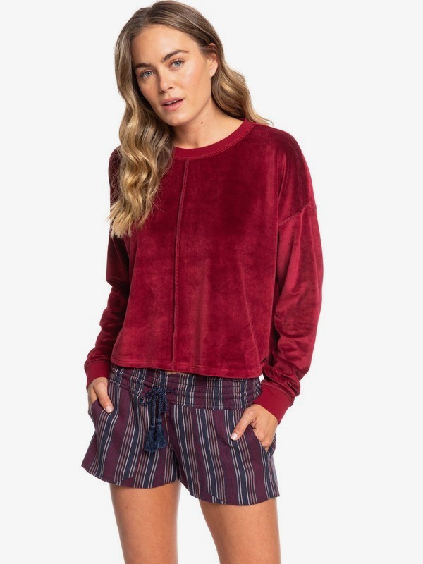 roxy, Crystal Cove Oversized Cropped Sweatshirt, RHUBARB (rze0) 0 Crystal Cove Oversized Cropped Sweatshirt Red ERJFT04106 Roxy