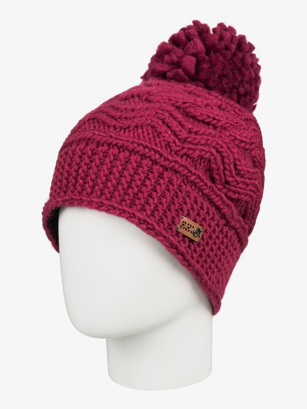 roxy, Winter Pom-Pom Beanie, BEET RED (rrv0) 0 Winter Pom-Pom Beanie Red ERJHA03461 Roxy