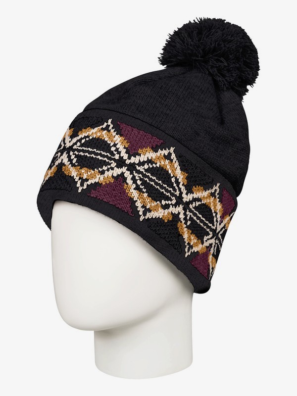 roxy, Шапка с помпоном Lizzie, TRUE BLACK (kvj0) 0 Шапка с помпоном Lizzie Черный ERJHA03554 Roxy