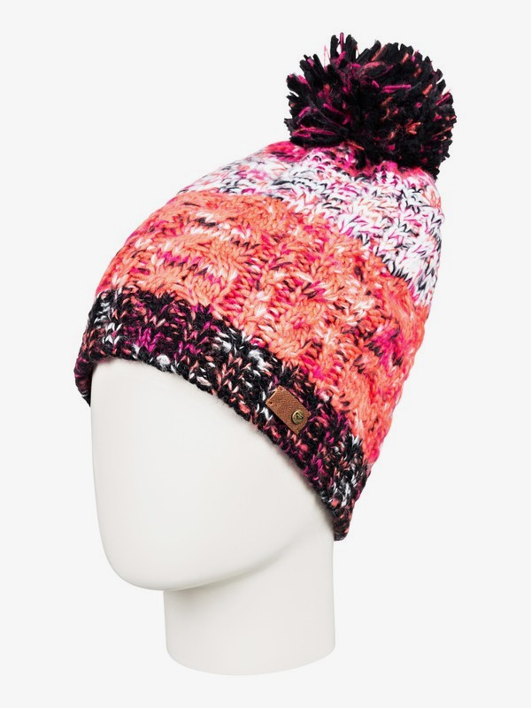 roxy, Telma Block - Bonnet à pompon pour Femme, LIVING CORAL (mjl0) 0 Telma Block - Bonnet à pompon pour Femme Rose ERJHA03560 Roxy