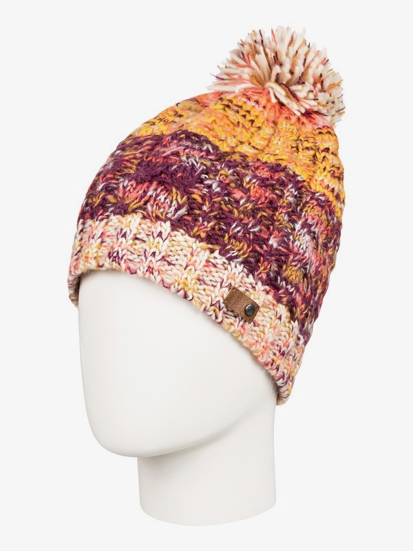 roxy, Telma Block - Bonnet à pompon pour Femme, GRAPE WINE (psf0) 0 Telma Block - Bonnet à pompon pour Femme Violet ERJHA03560 Roxy