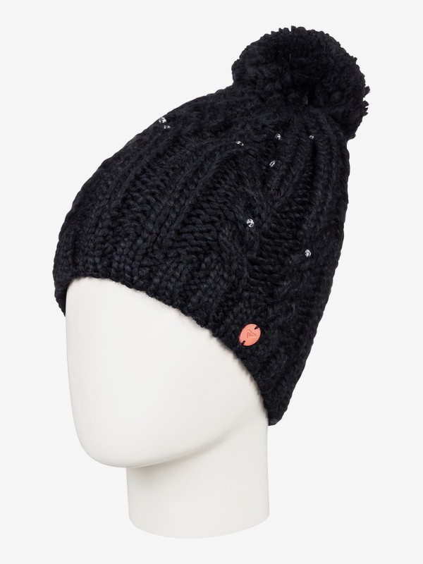 roxy, Шапка с помпоном Shooting Star, TRUE BLACK (kvj0) 0 Шапка с помпоном Shooting Star Черный ERJHA03564 Roxy