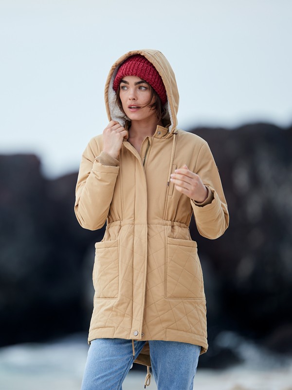 roxy, Slalom Chic - Chaqueta acolchada impermeable con capucha para Mujer, CURRY (tjq0) 0 Slalom Chic - Chaqueta acolchada impermeable con capucha para Mujer Beige ERJJK03231 Roxy
