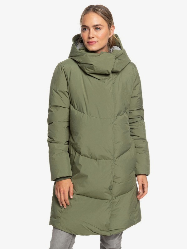 roxy, Abbie - Chaqueta acolchada impermeable de corte largo para Mujer, FOUR LEAF CLOVER (gph0) 0 Abbie - Chaqueta acolchada impermeable de corte largo para Mujer Verde ERJJK03234 Roxy