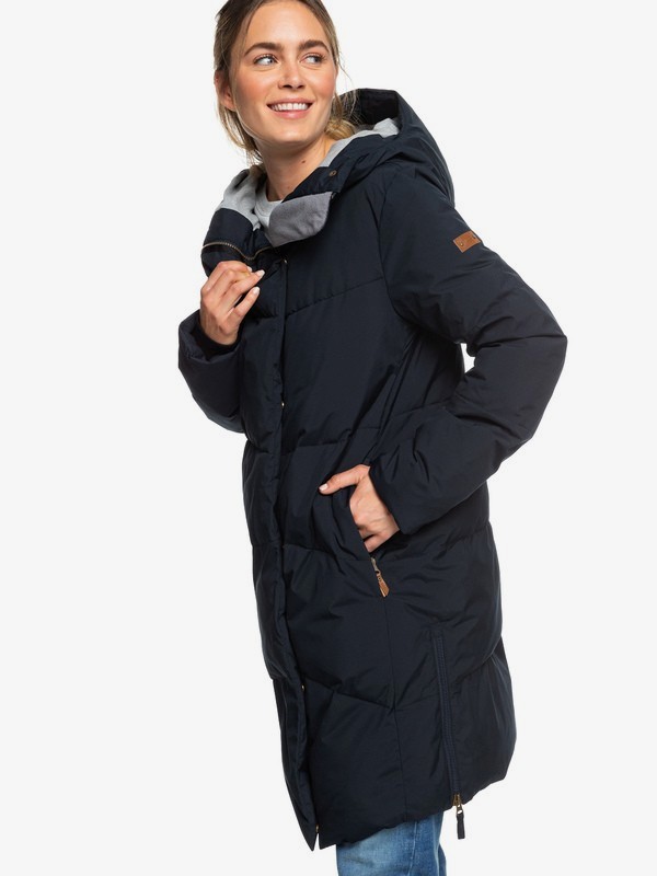 roxy, Abbie - Waterproof Longline Hooded Puffer Jacket for Women, TRUE BLACK (kvj0) 0 Abbie - Waterproof Longline Hooded Puffer Jacket for Women Black ERJJK03282 Roxy