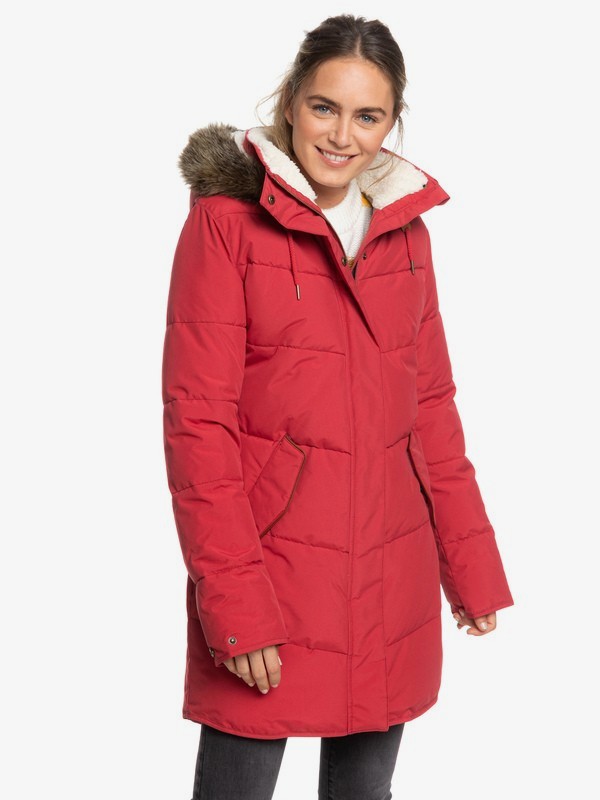roxy, Ellie - Doudoune longue imperméable à capuche pour Femme, DEEP CLARET (rqh0) 0 Ellie - Doudoune longue imperméable à capuche pour Femme Rouge ERJJK03289 Roxy