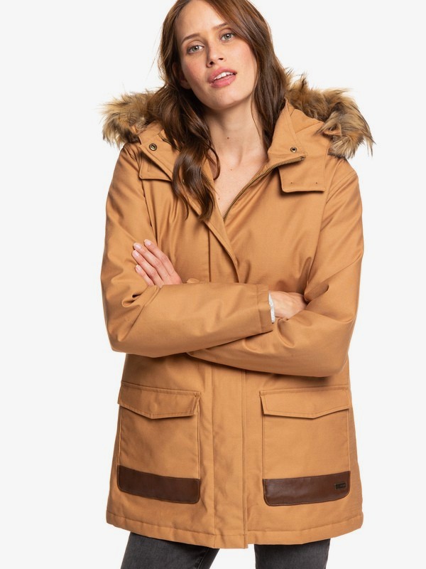 roxy, Travelling West - Parka à capuche pour Femme, CHIPMUNK (cmw0) 0 Travelling West - Parka à capuche pour Femme Marron ERJJK03308 Roxy